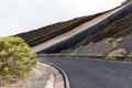 Different layers of volcanic ashes at La Tarta, Teide National Park, Tenerife, Spain Royalty Free Stock Photo