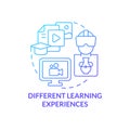 Different learning experiences blue gradient concept icon