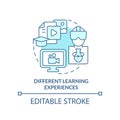 Different learning experiences turquoise concept icon