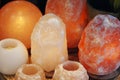 different light lanterns in salt stone
