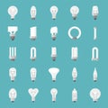 Different Lightbulb icon set, flat design vector