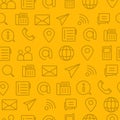 Different line style icons seamless pattern, icons set, contact-yellow Royalty Free Stock Photo