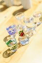 Different liquers in shotglasses Royalty Free Stock Photo