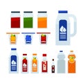 Different liquid in bottles