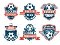 Different logos for football club. Vector labels set