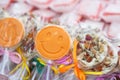 Different lollipop candies closeup