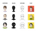 Different looks of young people.Avatar and face set collection icons in cartoon,black,outline,flat style vector symbol Royalty Free Stock Photo