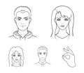 Different looks of young people.Avatar and face set collection icons in outline style vector symbol stock illustration Royalty Free Stock Photo
