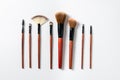 Different makeup brushes isolated over white background Royalty Free Stock Photo