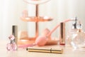 Different makeup products on dressing table Royalty Free Stock Photo