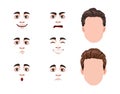 Different male emotions set. Blank faces and expressions of man