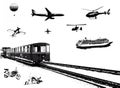 Different means of transport illustration. Royalty Free Stock Photo