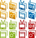 Different media book icons in assorted colors