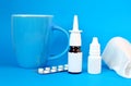 Different medications for treatment of acute respiratory diseases in cold weather Royalty Free Stock Photo