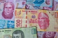 Different Mexican money background Royalty Free Stock Photo