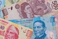Different Mexican money background Royalty Free Stock Photo