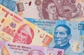 Different Mexican money background Royalty Free Stock Photo