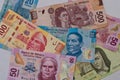 Different Mexican money background. Royalty Free Stock Photo