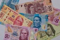 Different Mexican money background.