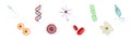 Different Microorganisms and Protozoa Cells as Microbiology Organism Vector Set