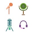 Different microphones vector icons