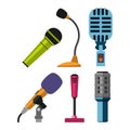 Different microphones vector icons