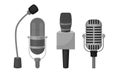 Different Microphones Vector Set. Equipment for Vocal Performance