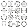 Different military targets for strategy games. Vector monochrome pictures