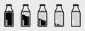 Different Milk Bottle Icons - Vector Illustrations Set Isolated On Transparent Background