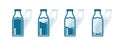 Different Milk Bottle Icons - Vector Illustrations Set - Isolated On White Background