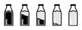 Different Milk Bottle Icons - Vector Illustrations Set Isolated On White Background