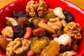 different mixed nuts and raisins Royalty Free Stock Photo