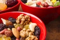 Different mixed nuts and raisins Royalty Free Stock Photo