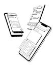 Different mobile phones interface design ui/ux developing Royalty Free Stock Photo
