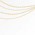 Different models and forms of gold beads. Realistic image of beads. Vector illustration