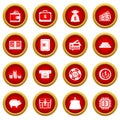 Different money icon red circle set