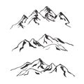 Different mountain ranges silhouette. Collection set Royalty Free Stock Photo