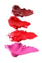 Different multi colored samples of a smudged lipstick Royalty Free Stock Photo