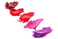 Different multi colored samples of a smudged lipstick Royalty Free Stock Photo