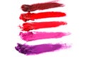 Different multi colored samples of a smudged lipstick Royalty Free Stock Photo