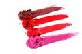 Different multi colored samples of a smudged lipstick Royalty Free Stock Photo