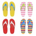 Different Multicolour Flip Flops Sandals. 3d Rendering Royalty Free Stock Photo