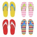 Different Multicolour Flip Flops Sandals. 3d Rendering