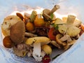 Different mushrooms in a plastic bag