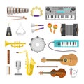 Different music instruments vector musical guitar violin and sound classical concert trumpet collection entertainment Royalty Free Stock Photo