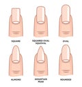 Different nail shapes - Fingernails fashion Trends Royalty Free Stock Photo