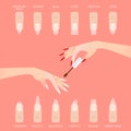 Different nail shapes. Woman fingers. Royalty Free Stock Photo