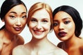 different nation woman: asian, african-american, caucasian toget