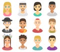 Different nations people portraits vector set.