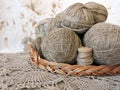 Natural linen thread in wicker, Lithuania